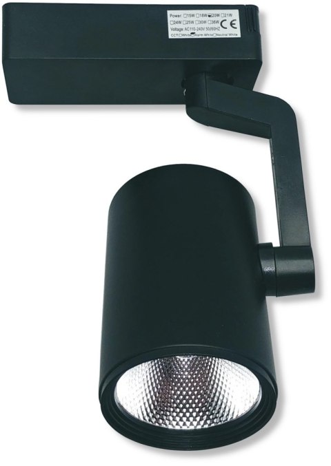 Reflektor LED lampa szynowa czarna 20W 1 fazowa 3000K 2000lm kąt świecenia 30° Reflektor LED lampa szynowa czarna 20W 1 fazowa 3000K 2000lm kąt świecenia 30°