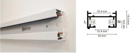 Szyna 1 fazowa biała 1mb listwa szynowa do lamp + zasilanie zaślepka Szyna 1 fazowa biała 1mb listwa szynowa do lamp + zasilanie zaślepka