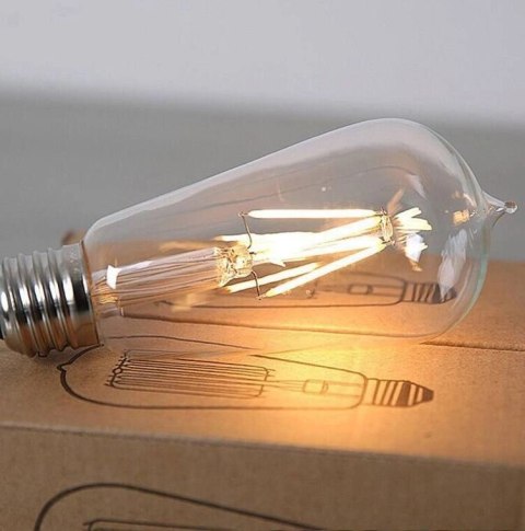 Żarówka LED ST64 E27 Filament 4000K 4W retro vintage typ Edison barwa neutralna Żarówka LED ST64 E27 Filament 4000K 4W retro vintage typ Edison barwa neutralna