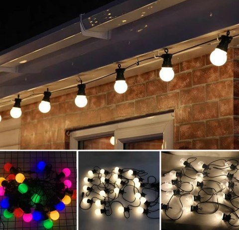 Girlanda świetlna łańcuch RGBW 12W 10m 20 żarówek G50 sterowalna Girlanda świetlna łańcuch RGBW 12W 10m 20 żarówek G50 sterowalna