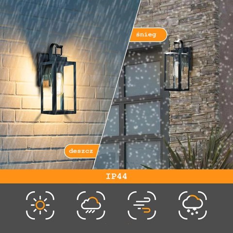 Lampa Elewacyjna Kinkiet Ogrodowy E27 LED Latarnia na Filament