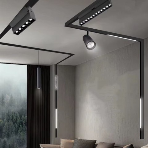 Lampa magnetyczna LED 12W 4000K szynowa liniowa czarna 48V Lampa magnetyczna LED 12W 4000K szynowa liniowa czarna 48V