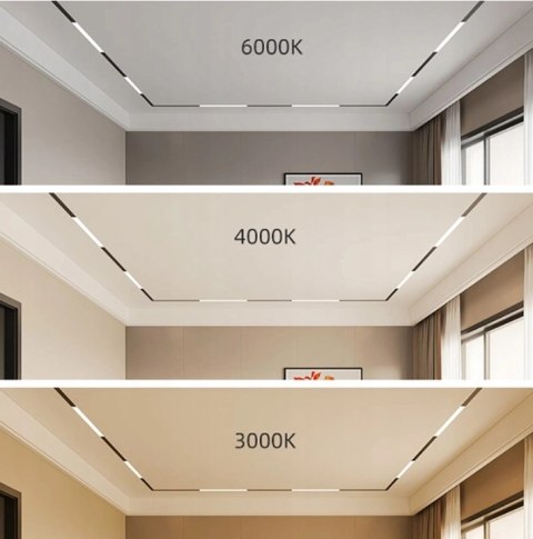 Lampa magnetyczna LED 30W 6000K szynowa liniowa czarna 48V Lampa magnetyczna LED 30W 6000K szynowa liniowa czarna 48V