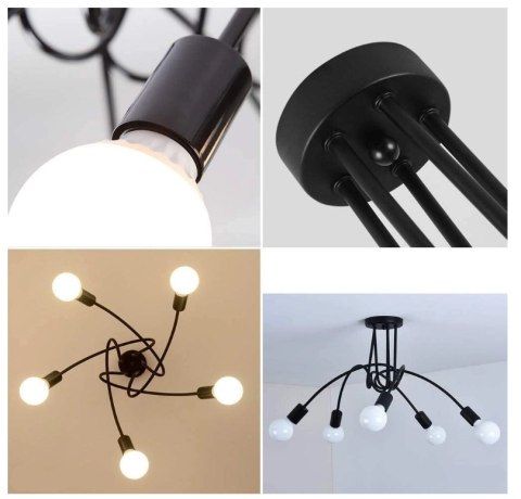 Lampa sufitowa LED czarna źyrandol wiszący 5xE27 Lampa sufitowa LED czarna źyrandol wiszący 5xE27