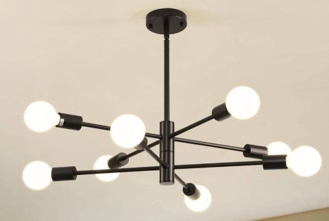Lampa sufitowa LED wisząca czarna nowoczesna 8xE27 Lampa sufitowa LED wisząca czarna nowoczesna 8xE27