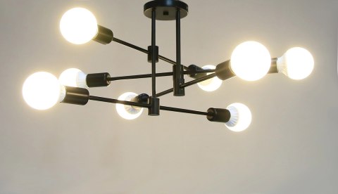 Lampa sufitowa LED wisząca czarna nowoczesna 8xE27 Lampa sufitowa LED wisząca czarna nowoczesna 8xE27
