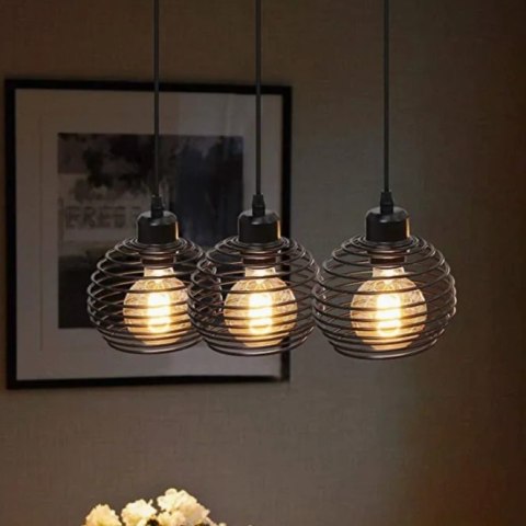 Lampa sufitowa wisząca czarna loft stołowa 3xE27 Lampa sufitowa wisząca czarna loft stołowa 3xE27