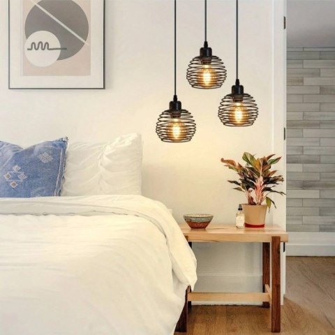 Lampa sufitowa wisząca czarna loft stołowa 3xE27