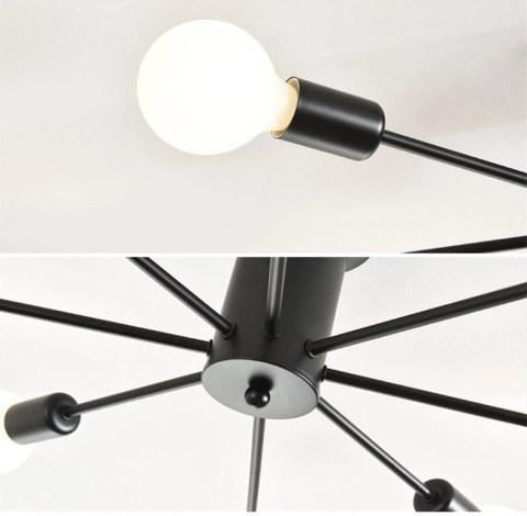 Lampa sufitowa wisząca czarna loftowa 8xE27 Lampa sufitowa wisząca czarna loftowa 8xE27