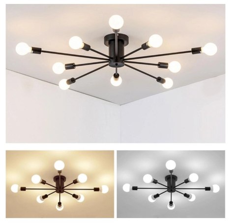 Lampa sufitowa wisząca czarna loftowa 8xE27 Lampa sufitowa wisząca czarna loftowa 8xE27
