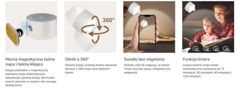 Lampka LED biurkowa kinkiet magnetyczna bezprzewodowa 3w1 biała 10W USB Lampka LED biurkowa kinkiet magnetyczna bezprzewodowa 3w1 biała 10W USB