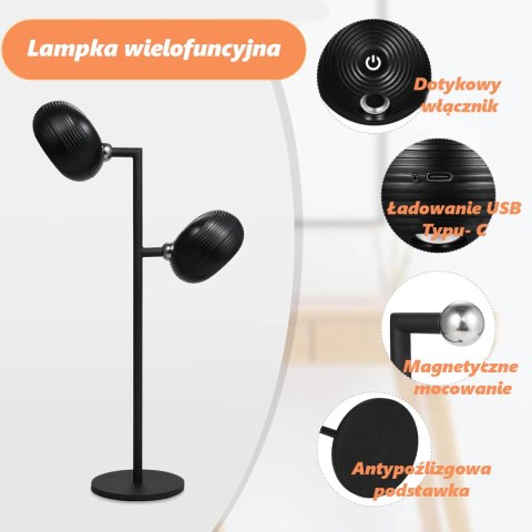 Lampka LED biurkowa kinkiet magnetyczna bezprzewodowa 3w1 czarna 10W USB Lampka LED biurkowa kinkiet magnetyczna bezprzewodowa 3w1 czarna 10W USB
