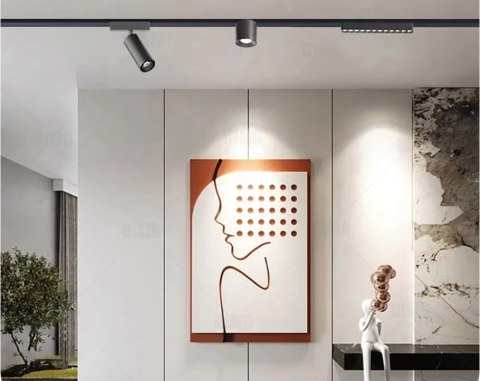 Oświetlenie szynowe magnetyczne 2x SZYNA 1m + 3x7W lampa SPOT + 3x12W lampa SPOT magnetyczna neutralna LED + złączka Oświetlenie szynowe magnetyczne 2x SZYNA 1m + 3x7W lampa SPOT + 3x12W lampa SPOT magnetyczna neutralna LED + złączka