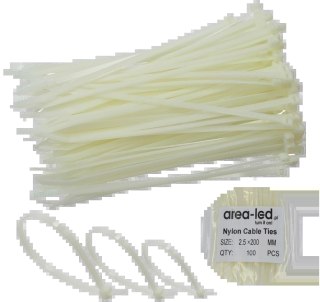 Trytytki opaski zasiskowe kablowe zipy białe 100 szt 2,5x200