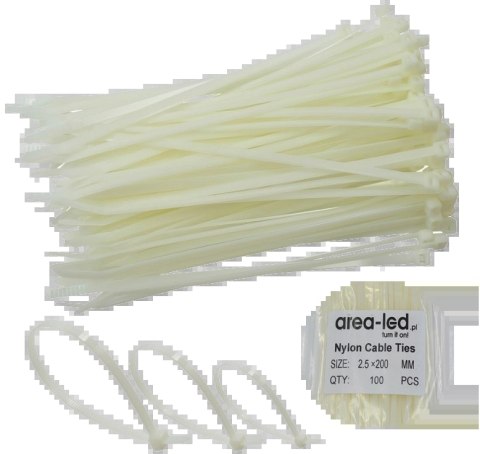 Trytytki opaski zasiskowe kablowe zipy białe 100 szt 2,5x200 Trytytki opaski zasiskowe kablowe zipy białe 100 szt 2,5x200