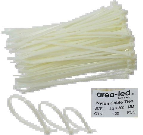 Trytytki opaski zasiskowe kablowe zipy białe 100 szt 4,8x300 Trytytki opaski zasiskowe kablowe zipy białe 100 szt 4,8x300