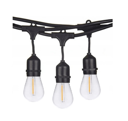 Zestaw girlanda ogrodowa żarówkowa 20m 20pkt+20szt żarówka Edison Filament LED 1W ST45 E27 2800K Zestaw girlanda ogrodowa żarówkowa 20m 20pkt+20szt żarówka Edison Filament LED 1W ST45 E27 2800K