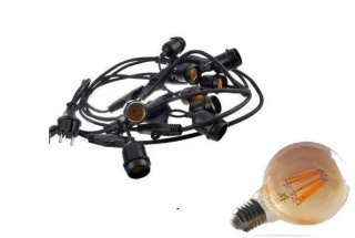 Zestaw girlanda ogrodowa żarówkowa 5m 5pkt + 5 szt żarówka vintage Edison LED 8W G80 E27 2300K