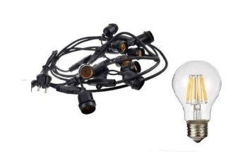 Zestaw girlanda ogrodowa żarówkowa 5m 5pkt + 5 szt żarówka vintage Edison LED 8W A60 E27 4000K