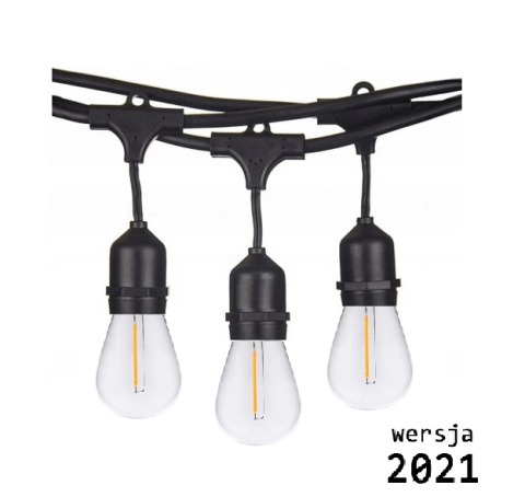 Zestaw girlanda ogrodowa żarówkowa 5m 5pkt+5szt żarówka vintage Edison LED 1W ST45 E27 2800K Zestaw girlanda ogrodowa żarówkowa 5m 5pkt+5szt żarówka vintage Edison LED 1W ST45 E27 2800K