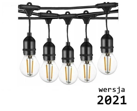 Zestaw girlanda ogrodowa żarówkowa 5m 5pkt+5szt żarówka vintage Edison LED 2W G45 E27 4000K