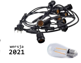 Zestaw girlanda ogrodowa żarówkowa 5m 5pkt+5szt żarówka vintage Edison LED 2W ST45 E27 4000K