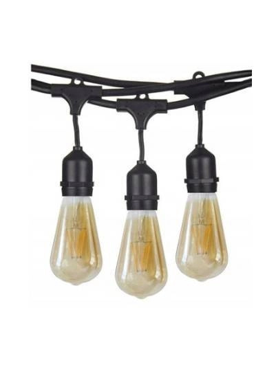 Zestaw girlanda ogrodowa żarówkowa 5m 5pkt + 5 szt żarówka vintage Edison LED 8W ST64 E27 2300K Zestaw girlanda ogrodowa żarówkowa 5m 5pkt + 5 szt żarówka vintage Edison LED 8W ST64 E27 2300K