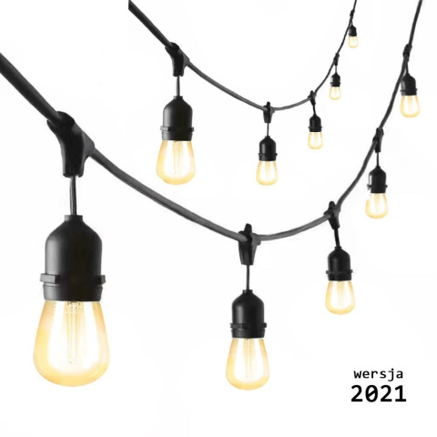 Zestaw girlanda ogrodowa żarówkowa 5m 5pkt+5szt żarówka vintage Edison LED 4W A60 E27 2300K