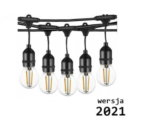 Girlanda balkonowa LED z żarówkami 10m 10pkt+10szt 2W G45 E27 2700K ciepła Girlanda balkonowa LED z żarówkami 10m 10pkt+10szt 2W G45 E27 2700K ciepła