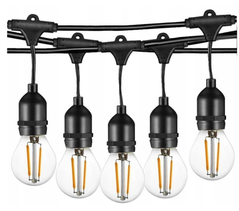 Girlanda ogrodowa 10m z żarówkami retro Edison 20pkt+20szt 2W G45 E27 2700K ciepła Girlanda ogrodowa 10m z żarówkami retro Edison 20pkt+20szt 2W G45 E27 2700K ciepła