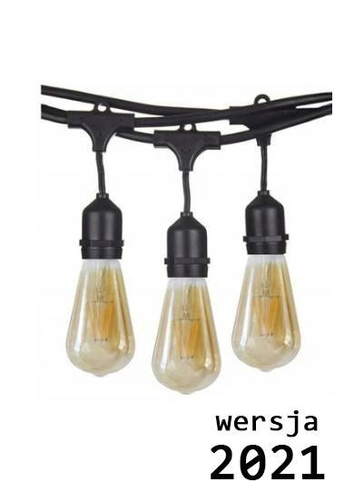 Girlanda świetlna ogrodowa żarówkowa 10m 10szt żarówek Edison LED 8W ST64 E27 2300K Girlanda świetlna ogrodowa żarówkowa 10m 10szt żarówek Edison LED 8W ST64 E27 2300K