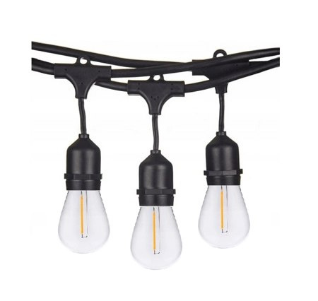 Zestaw girlanda ogrodowa 10m 20pkt + 20szt żarówka 1W ST45 E27 2800K ciepła Zestaw girlanda ogrodowa 10m 20pkt + 20szt żarówka 1W ST45 E27 2800K ciepła