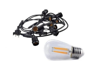 Zestaw girlanda ogrodowa żarówkowa 20m 20pkt + 20szt żarówka vintage retro Edison Filament LED 4W ST45 E27 2800K