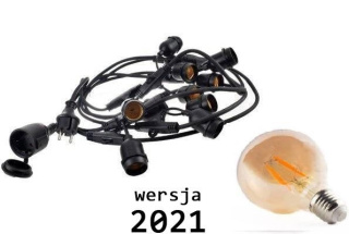 Zestaw girlanda ogrodowa żarówkowa 5m 5pkt+5szt żarówka Edison LED 4W G80 E27 2300K