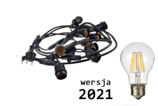 Zestaw girlanda ogrodowa żarówkowa 5m 5pkt+5szt żarówka Edison LED 8W A60 E27 6000K