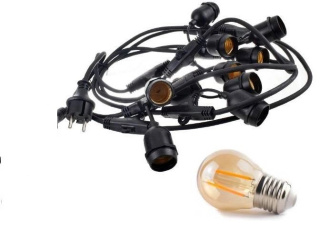 Zestaw girlanda ogrodowa żarówkowa 5m 5pkt+5szt żarówka vintage Edison LED 2W G45 E27 2300K