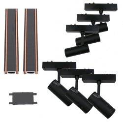 Oświetlenie szynowe magnetyczne 2x SZYNA 1m + 3x7W lampa SPOT + 3x12W lampa SPOT magnetyczna neutralna LED + złączka Oświetlenie szynowe magnetyczne 2x SZYNA 1m + 3x7W lampa SPOT + 3x12W lampa SPOT magnetyczna neutralna LED + złączka
