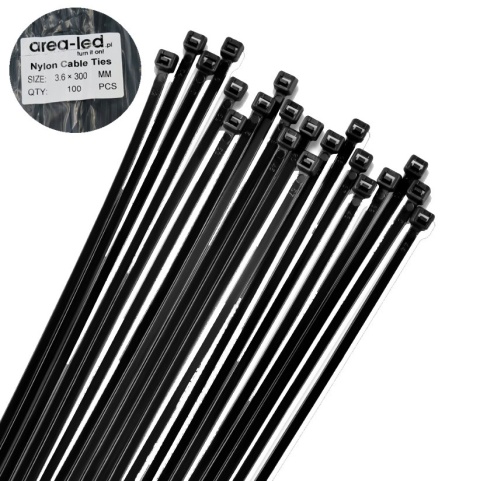 Trytytki opaski zasiskowe kablowe zipy czarne 100 szt 3,6x300 Trytytki opaski zasiskowe kablowe zipy czarne 100 szt 3,6x300