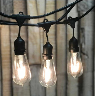 Zestaw girlanda ogrodowa żarówkowa 5m 5pkt+5szt żarówka Edison LED 4W E27 ST64 E27 6500K zimna barwa