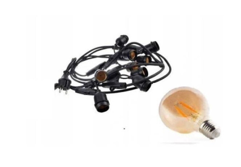 Zestaw girlanda ogrodowa żarówkowa 5m 5pkt+5szt żarówka vintage Edison LED 4W G80 E27 2300K