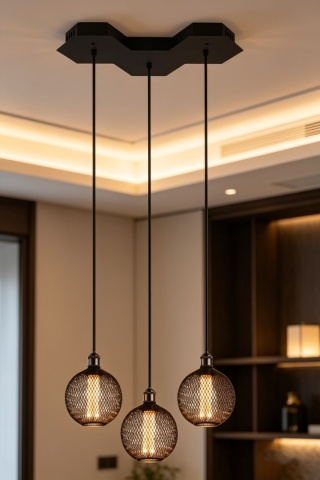 Lampa sufitowa LED wisząca czarna nowoczesna ciepła barwa 12W