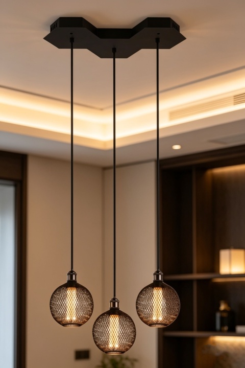 Lampa sufitowa LED wisząca czarna nowoczesna ciepła barwa 12W