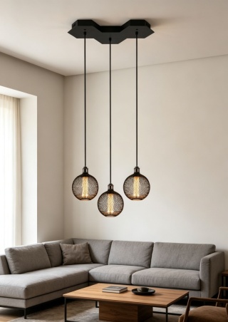 Lampa sufitowa LED wisząca czarna nowoczesna ciepła barwa 12W