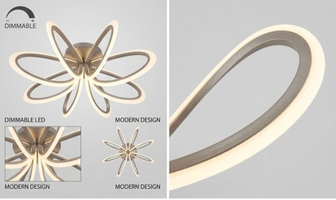 Nowoczesna Plafoniera LED Flower – 6 Punktów Świetlnych | Pilot | 3 Barwy Światła