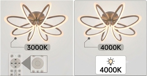 Nowoczesna Plafoniera LED Flower – 6 Punktów Świetlnych | Pilot | 3 Barwy Światła