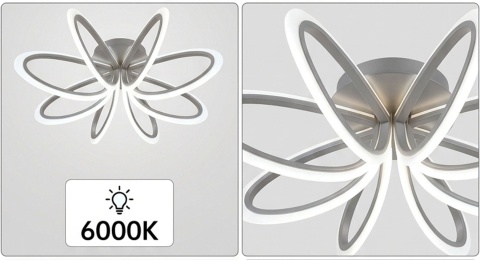 Nowoczesna Plafoniera LED Flower – 6 Punktów Świetlnych | Pilot | 3 Barwy Światła