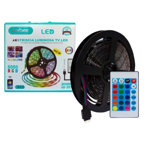 Zestaw taśma świetlnych RGB Aerbes zasilanych przez USB, 16 kolorów - 3 m