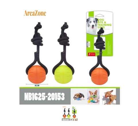 Zabawka dla psa piłka z liną do aportowania 9 cm