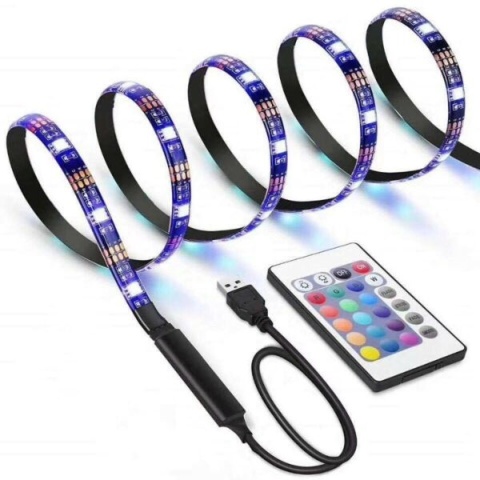 Zestaw taśma świetlnych RGB Aerbes zasilanych przez USB, 16 kolorów - 2 m