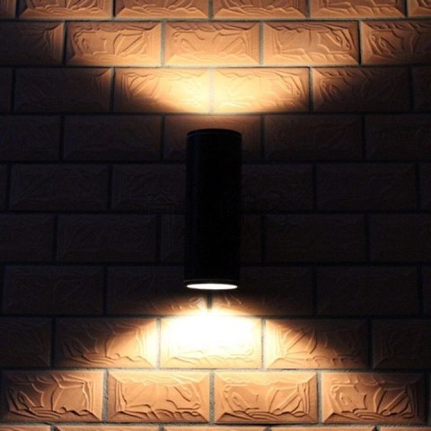 Lampa elewacyjna natynkowa punktowa kinkiet czarna 2x6W 1200lm IP65 Kąt świecenia: 45 °